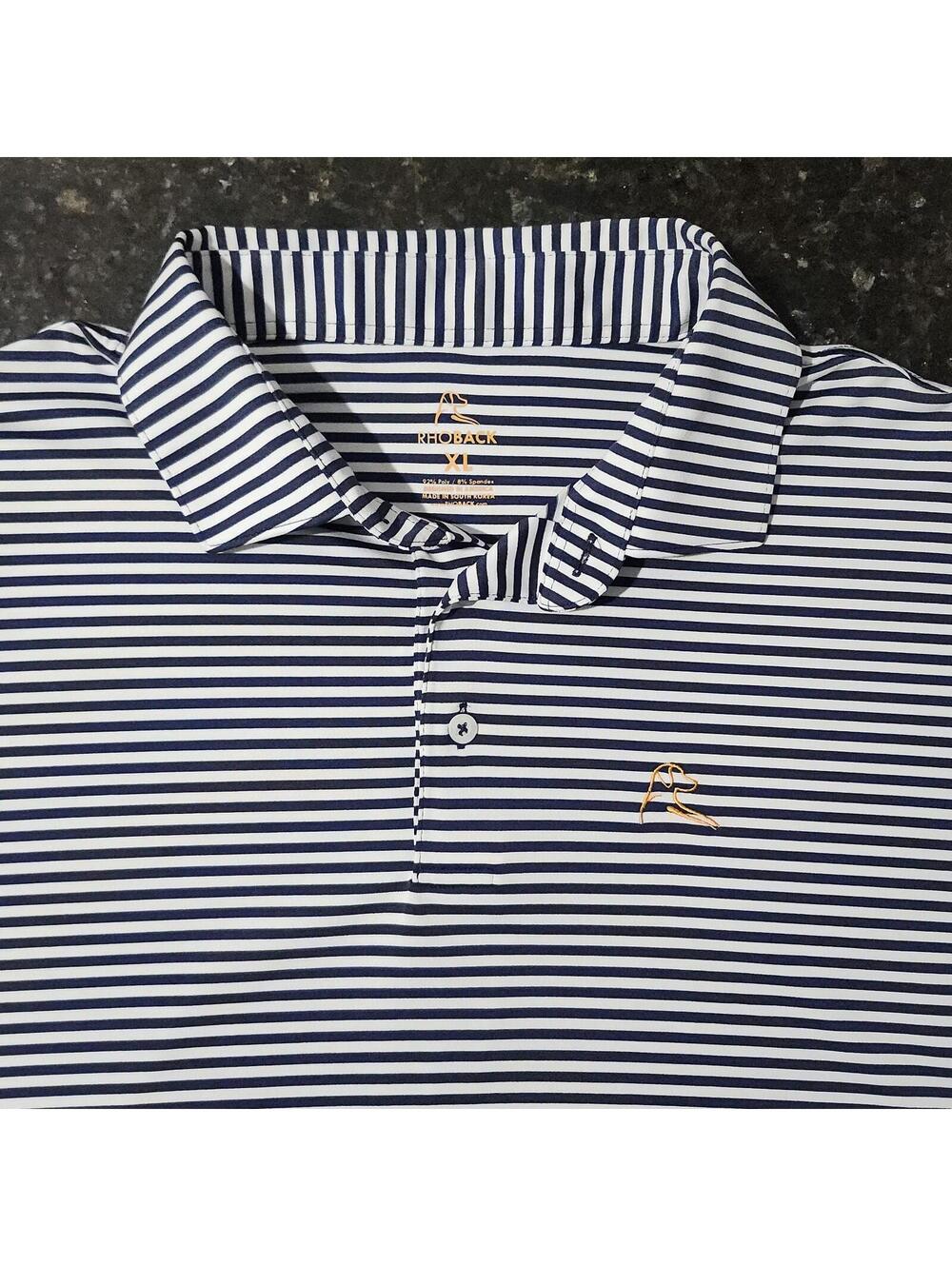 Rhoback Striped Performance Stretch Golf Polo Shirt Mens XL Preppy Summer Beach